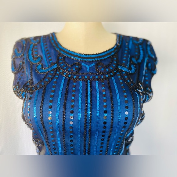 Blue sequined flapper dress - Picture 7 of 8